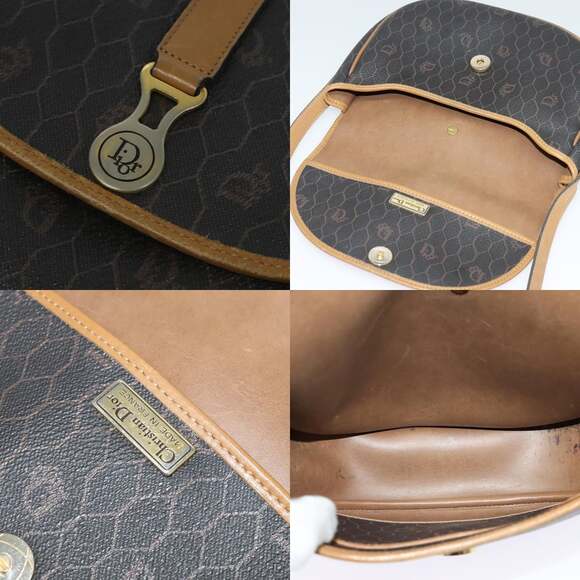 DIOR Honeycomb Canvas Shoulder Bag Pvc Leather Black - Picture 11 of 12